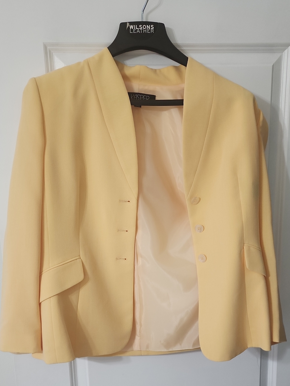 Kasper Pale Yellow Shawl Collar Blazer